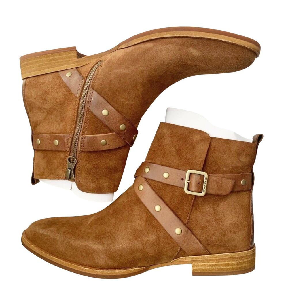 Kork Ease Women's Brown Studded Leather Buckle Bootie Size 8 and 8.5 New - Picture 2 of 7